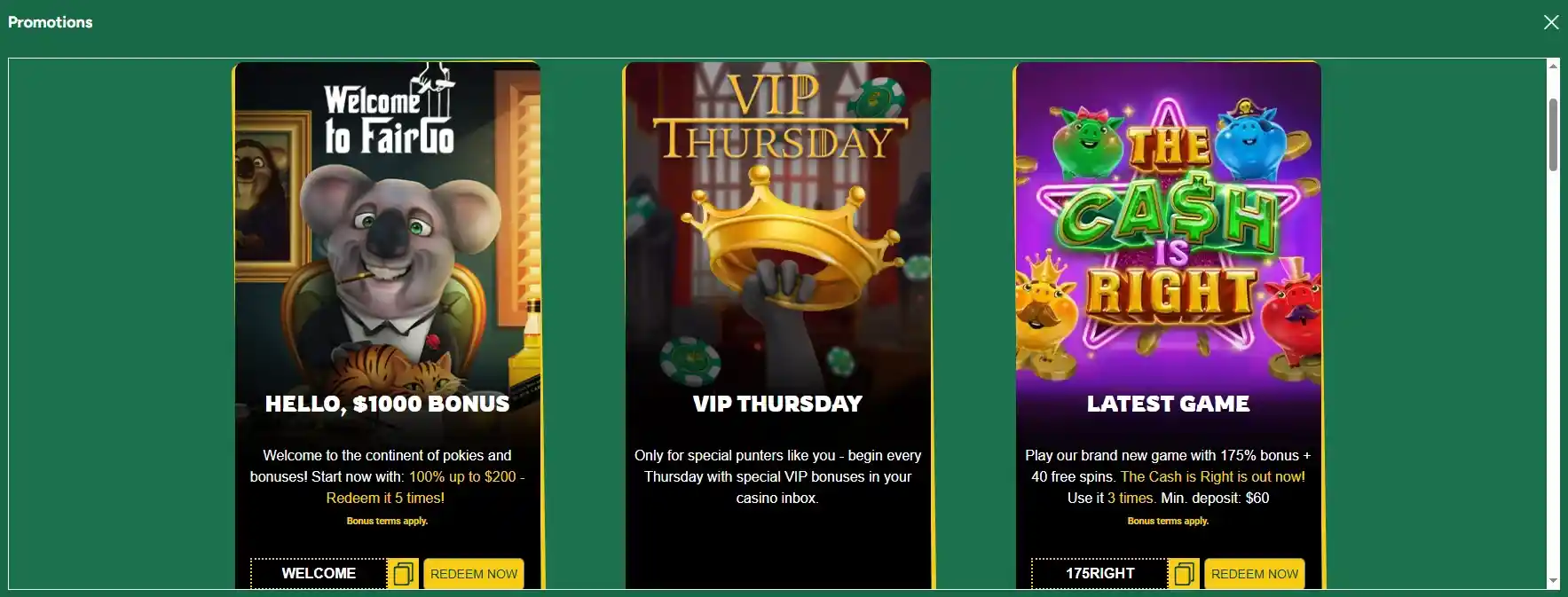 fair go casino promotions