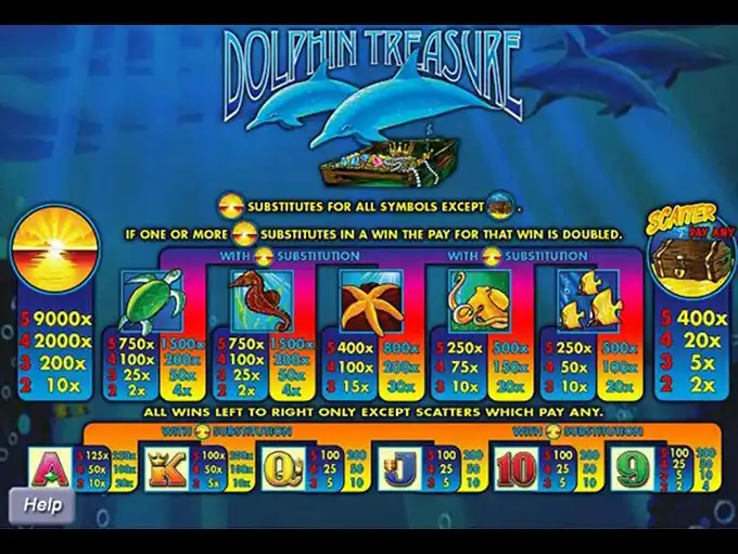 dolphin treasure paytable